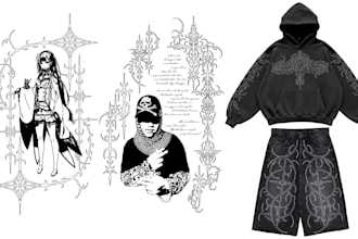 create neo tribal, cyber sigilism, gothic for tattoo and clothing