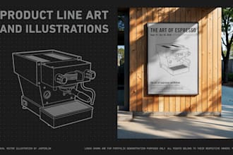 manually create professional product line art illustrations