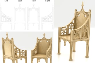 model realistic 3d rendering of furniture cnc and laser cut