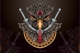 do unique original hand drawn illustration in engraving style