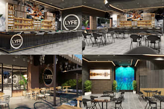 design and render your retail stores, interior, restaurants, and office