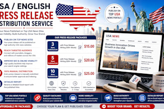 do english USA press release and publish to news media sites