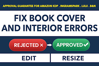 fix amazon KDP all errors for book cover design and interior