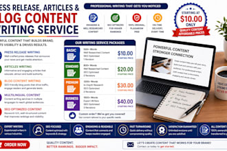 do press release, articles, blog content writing