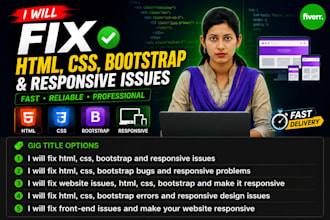 fix HTML, CSS, bootstrap and responsive issues