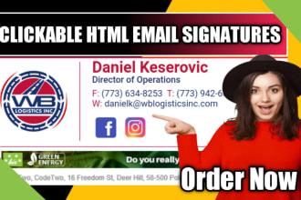 create HTML email signature, clickable HTML email signature