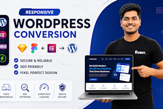convert PSD, figma, wix, sketch, xd, ai to wordpress with elementor pro