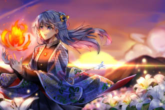 draw your characters into a beautiful anime illustration