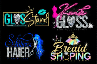 glitter feminine fashion beauty salon eyelashes hair nail boutique kids logo