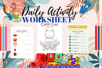design wonderful activity worksheet of kindergarten children