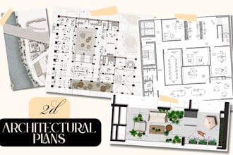 draw professional 2d architectural plans and post prod