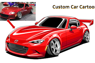 draw custom car cartoon and automotive illustration