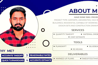 do cost estimation, quantity takeoff, material takeoff