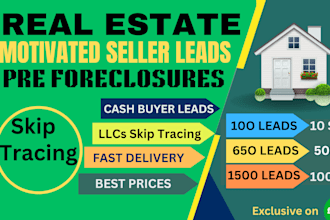 real estate motivated seller leads and pre foreclosures list with skip tracing