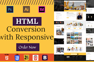 convert psd to html with responsive using bootstrap5