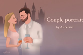 make the best present for your anniversary, a custom couple portrait