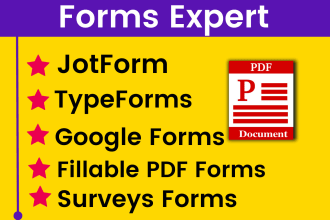 create online form using jotform, typeform, online survey, fillable pdf form
