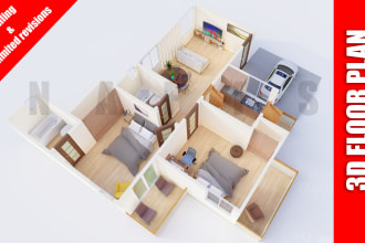 provide a 3d floor plan by sketchup within 1 day