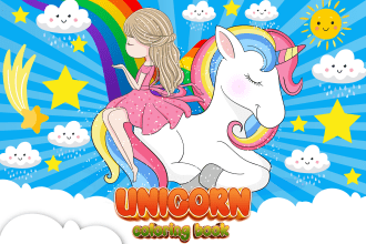 design unicorn coloring book cover pages for amazon kdp