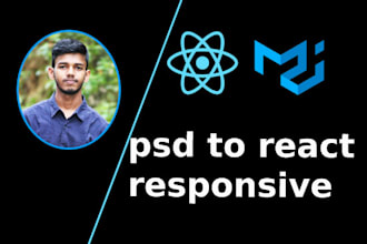 convert psd, xd, figma, sketch, to react js with react hook and material ui