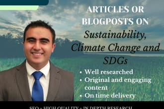 write articles on sustainability and clean energy