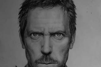 make an unique graphite or charcoal portrait