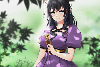 commision charakter anime original or fanart full body 2d