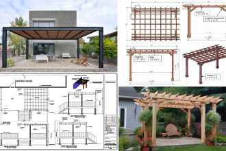draw deck, sunroom porch and pergola blueprint floor plan in autocad