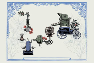 create vintage illustration with engraving and handdrawing