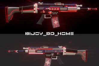 3d model of concept sci fi gun weapon and game asset