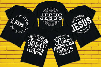 do custom typography christian t shirt and trendy design within 4 hour