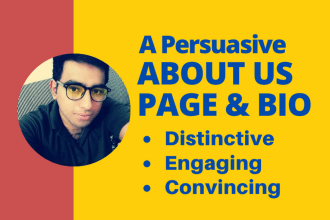 write a persuasive about us page or bio