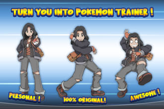 draw pokemon team with you as trainer in outstanding and original quality
