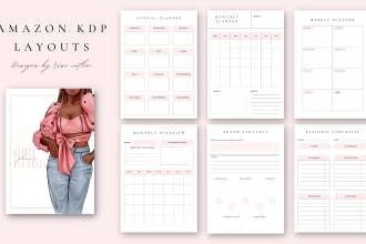 design covers and interiors for amazon KDP journals, planners and workbooks