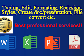 do any task on microsoft office, word, excel, powerpoint