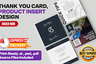 design amazon thank you card, product insert to boost customer loyalty