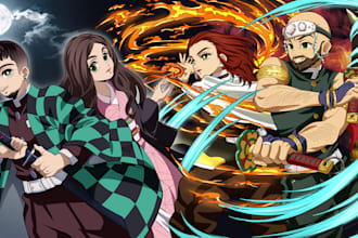 draw you or your oc in demon slayer or kimetsu no yaiba style