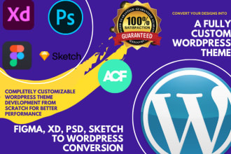 convert figma , xd , psd , sketch to custom wordpress theme
