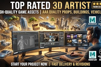 create low and high poly 3d model and environment in 3d maya