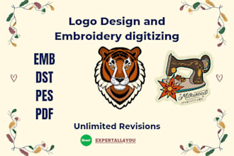 digitize the logo into embroidery dst, emb and pes