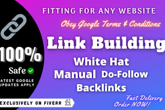 do 150 whitehat high da manual SEO backlinks, contextual dofollow link building