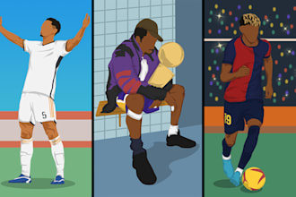 draw minimalist sports cartoon illustration