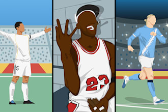 draw minimalist sports cartoon illustration