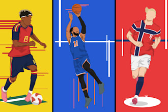 draw minimalist sports cartoon illustration