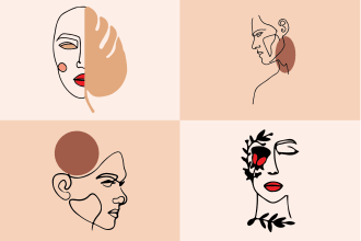draw line art abstract illustration