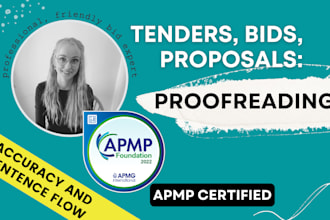 proofread, grammar check your proposal tender bid content