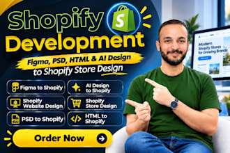 convert figma, PSD, HTML, ai design to shopify store, shopify website design