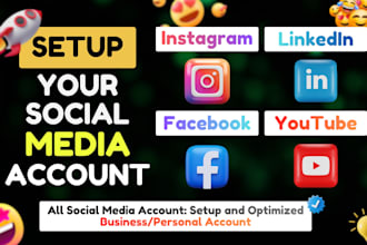 create, optimize and setup instagram, linkedin, facebook