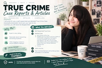 write well researched and detailed true crime