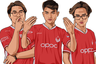 turn your team photo into cartoon vector portraits